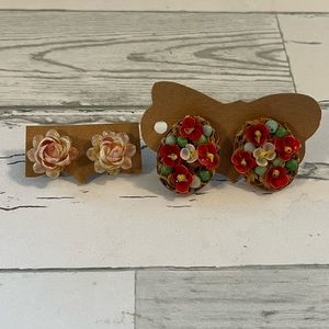 Vintage Screw Post Shell Flower Earrings